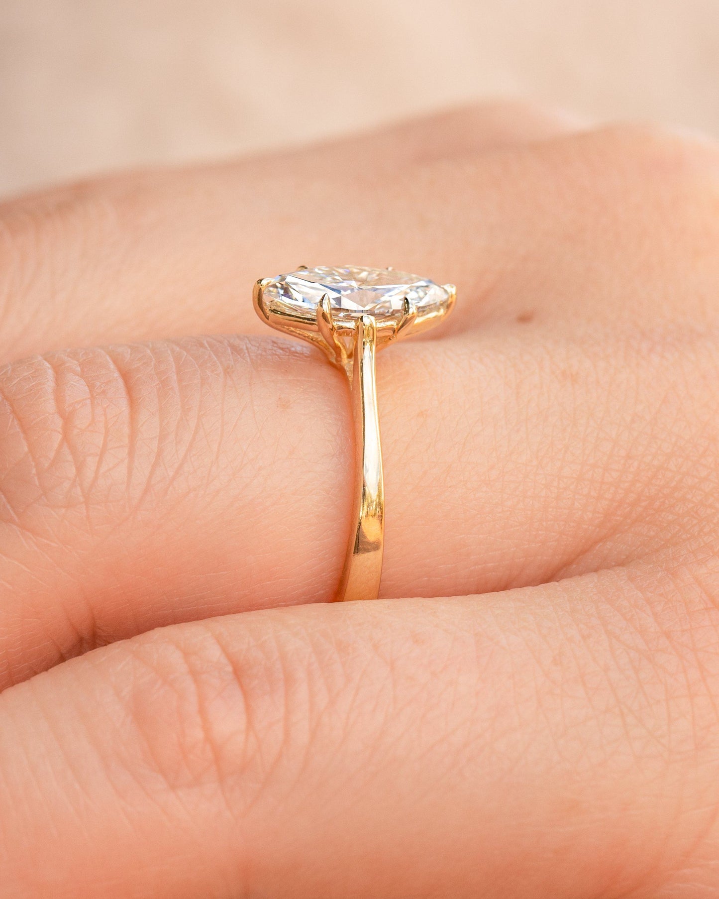 Marquise Solitaire Moissanite Diamond Engagement Ring For Her, Solitaire Diamond Ring, Marquise Diamond Moissanite Diamond Engagement Ring