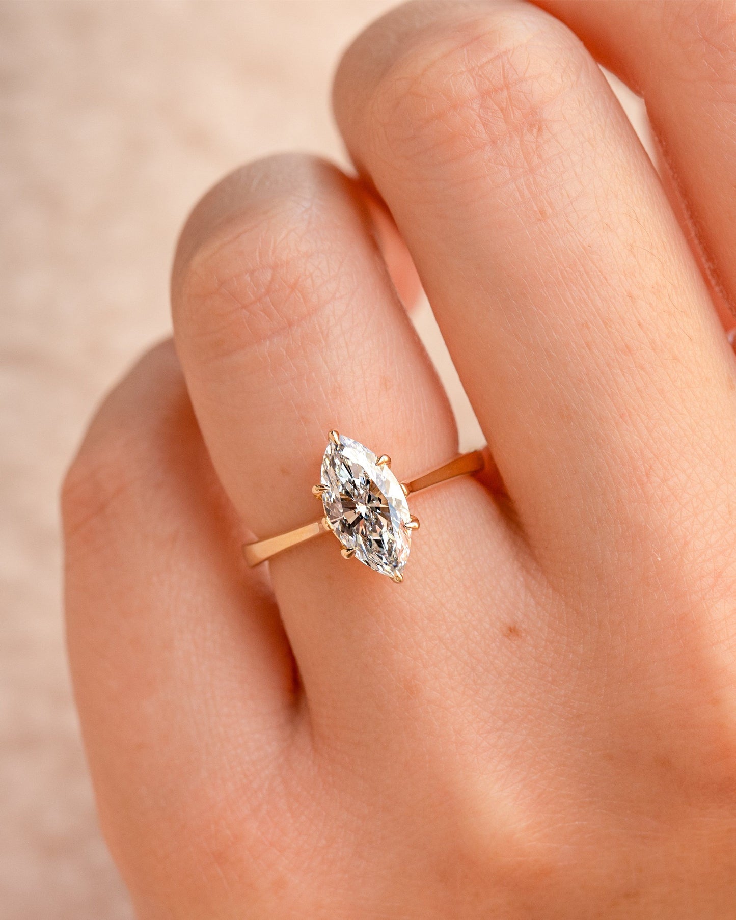 Marquise Solitaire Moissanite Diamond Engagement Ring For Her, Solitaire Diamond Ring, Marquise Diamond Moissanite Diamond Engagement Ring