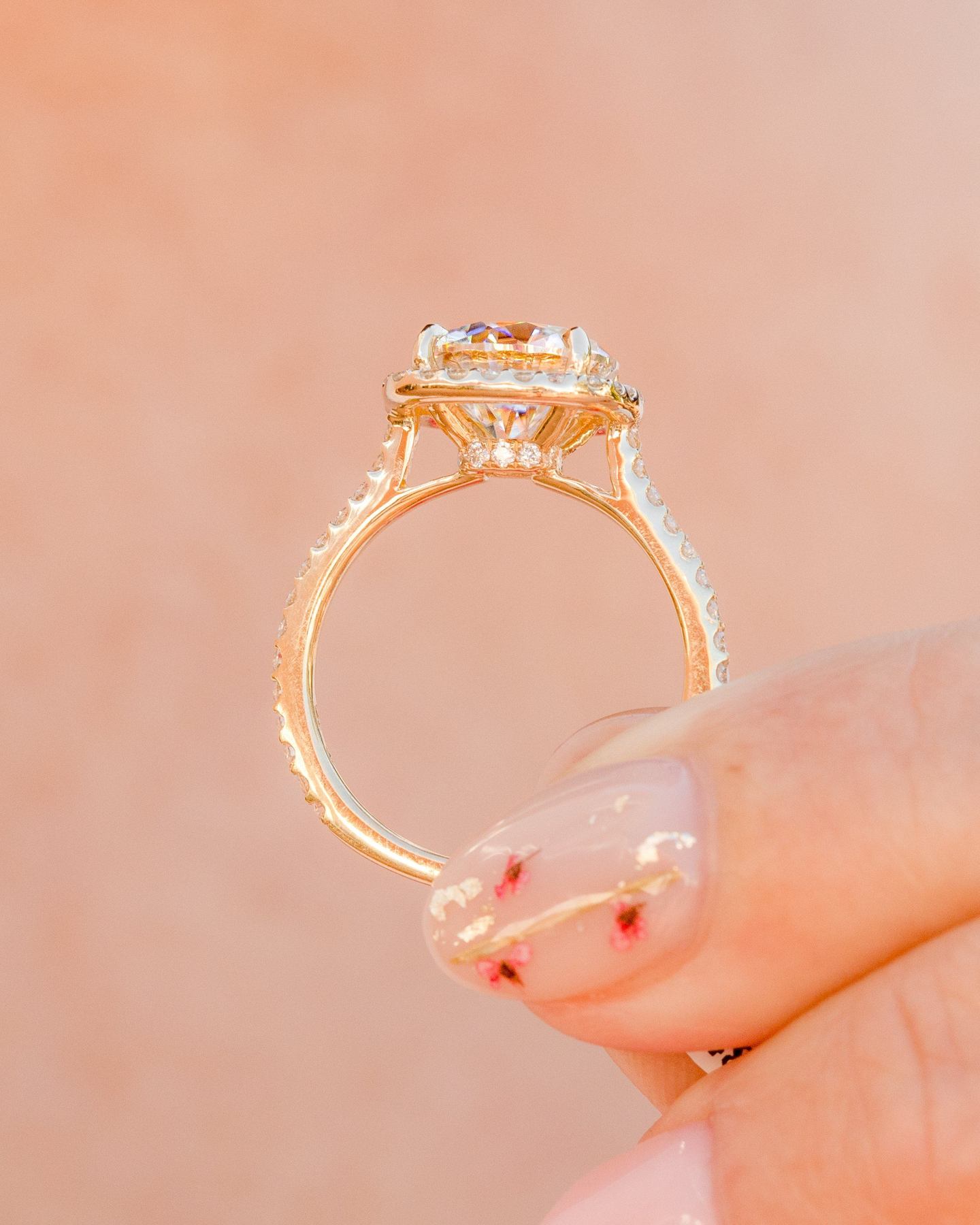 Round Cut Moissanite 2CT Diamond With Double Hidden Halo Yellow Gold Ring Round Diamond Engagement Ring For Her, Round Diamond Ring For her