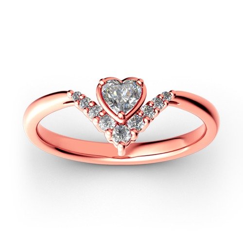 Heart Diamond Curved Shape Moissanite Diamond Engagement Ring, Heart Moissanite Diamond Ring For Her