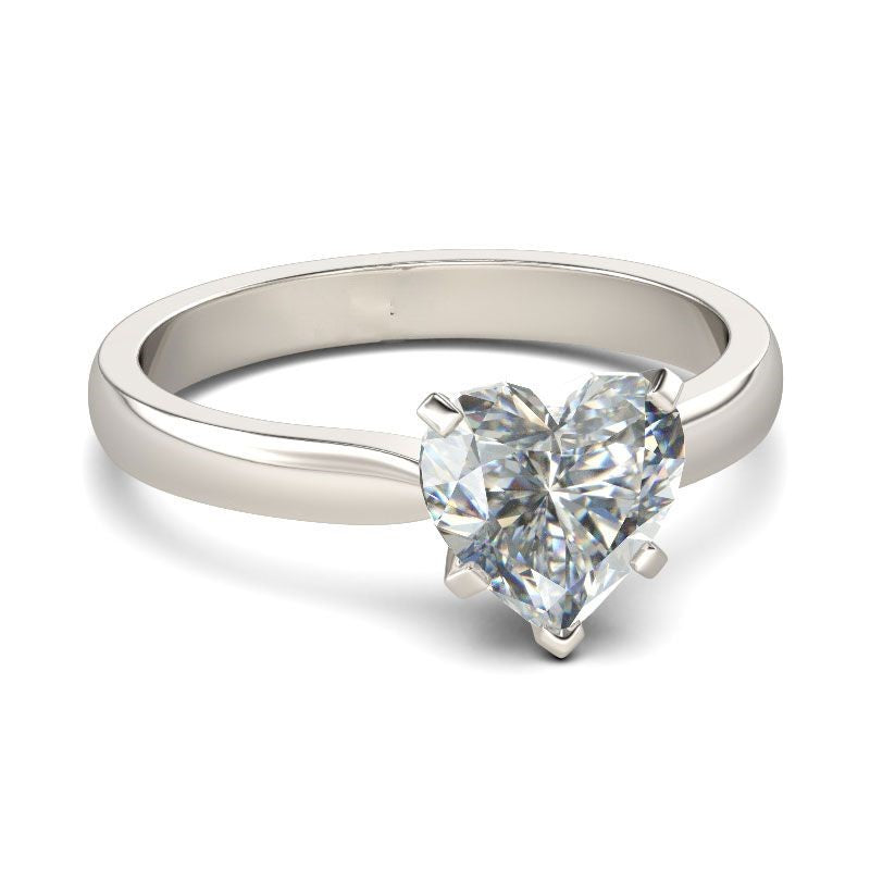 Heart Cut Moissanite Diamond Solitaire Diamond Ring, Heart Shape Moissanite Diamond Engagement Ring