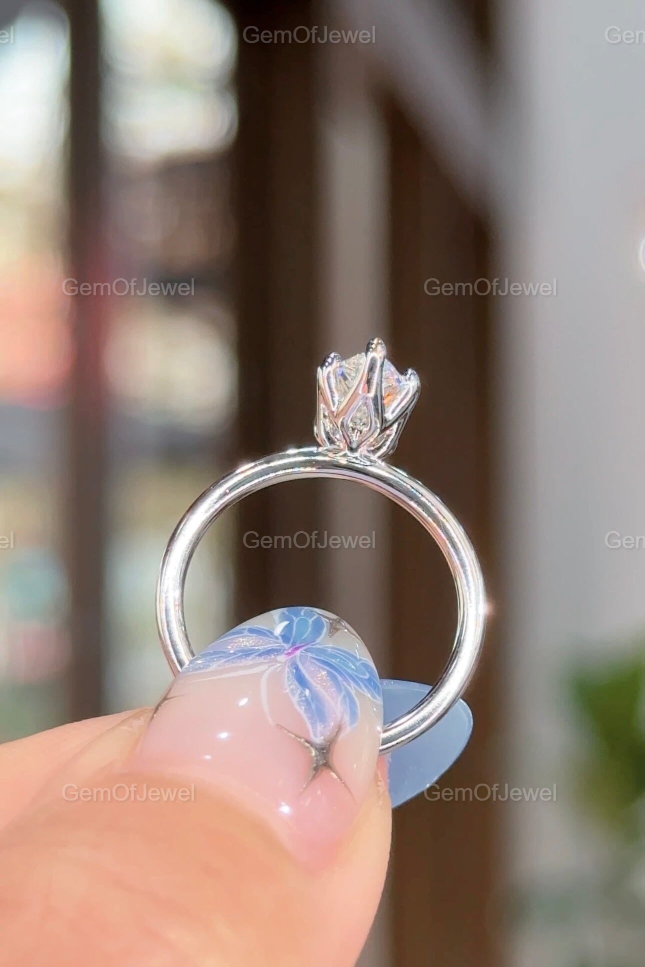 Pear Moissanite Diamond Tulip Prong Engagement Ring, Petal Prong 1CT Pear Solitaire Moissanite Ring For Her, Pear Moissanite Diamond Ring