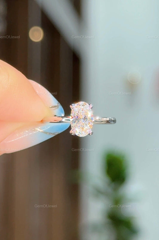 Oval Diamond Moissanite Ring With Hidden Halo And Solitaire Engagement Ring, Oval Diamond Ring, Oval Moissanite Engagement Ring, 1ct Ring