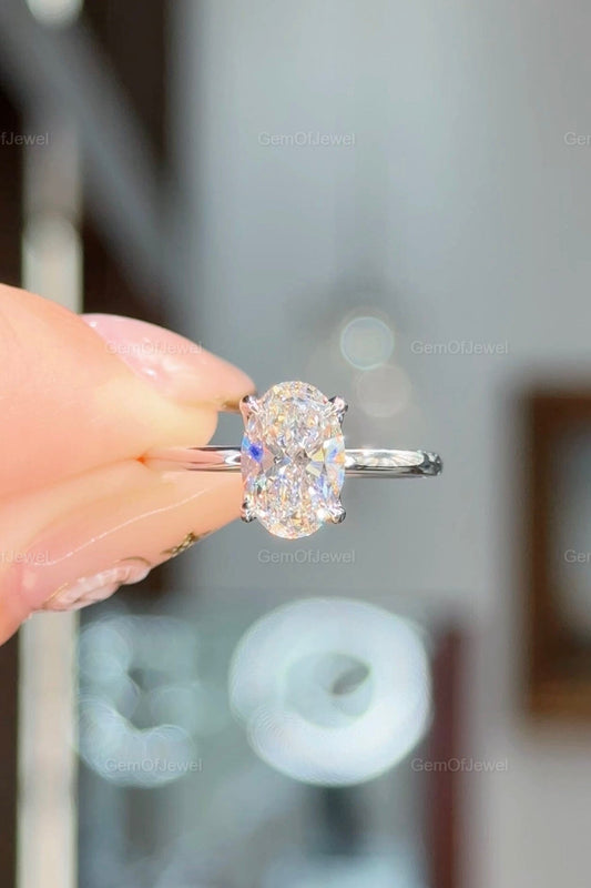 Petal Prong 1.50CT Oval Moissanite Solitaire Ring, Oval Moissanite Engagement Ring, Tulip Prong Anniversary Ring, Oval Diamond Wedding Ring