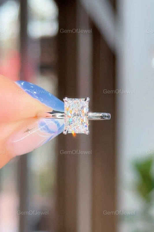 Radiant Diamond Moissanite 2CT Solitaire Engagement Ring, Radiant Diamond Ring, Radiant Cut Moissanite Diamond Solitaire Ring, Radiant Ring