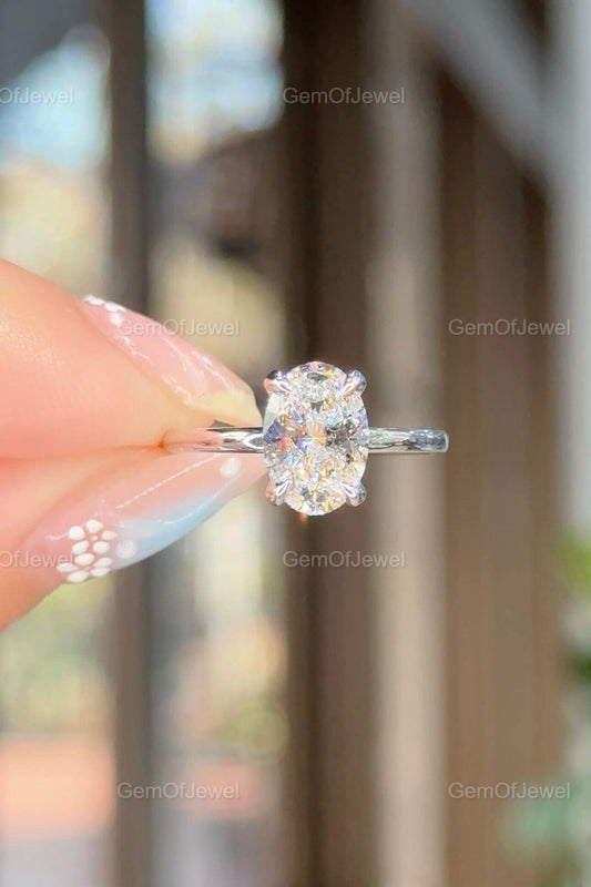 1CT Oval Diamond Moissanite Ring With Halo And Solitaire Engagement Ring, Oval Diamond Ring, Oval Moissanite Engagement Ring, 1ct Oval Ring