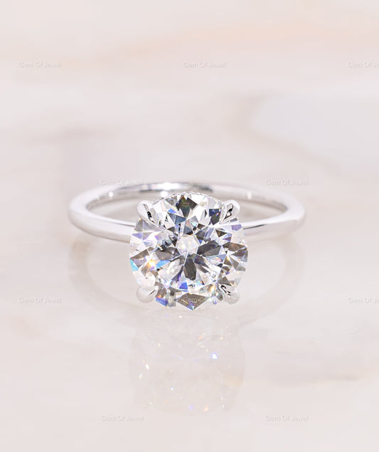 Round Moissanite Diamond Ring 3CT Round Moissanite Engagement Ring With Halo, Round Diamond Moissanite Ring, Round Diamond Ring Gift For Her