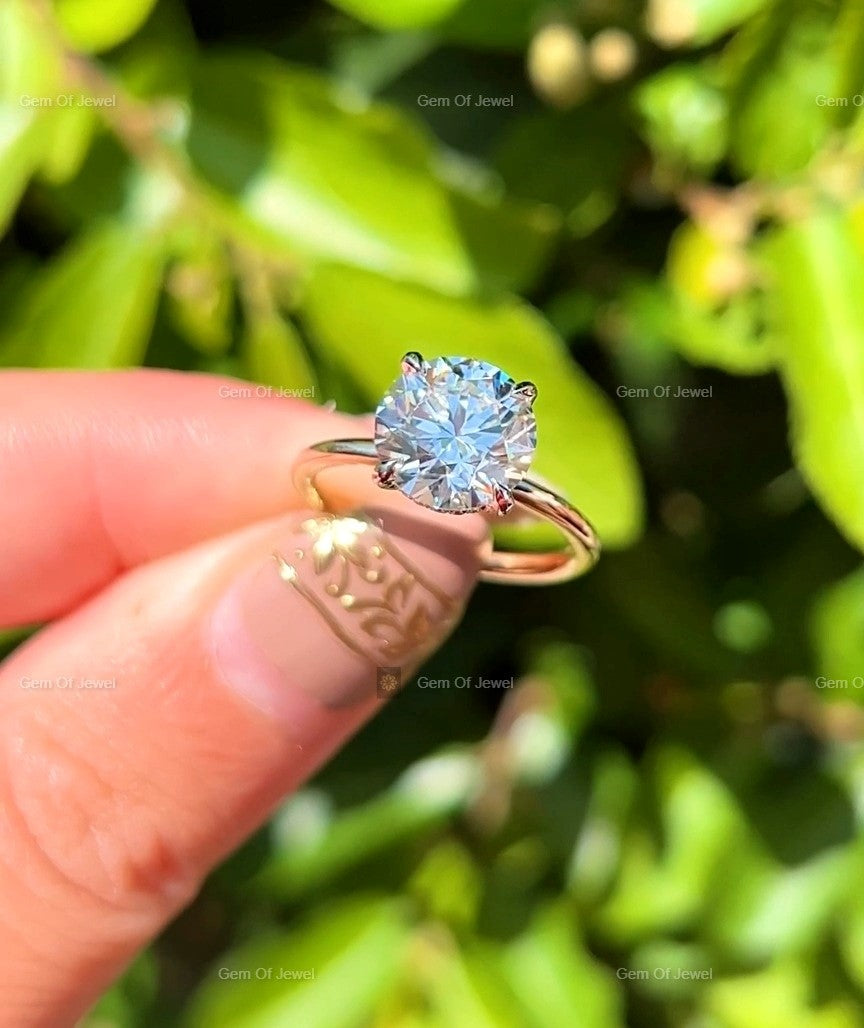 Round Moissanite Diamond Ring Round Moissanite Engagement