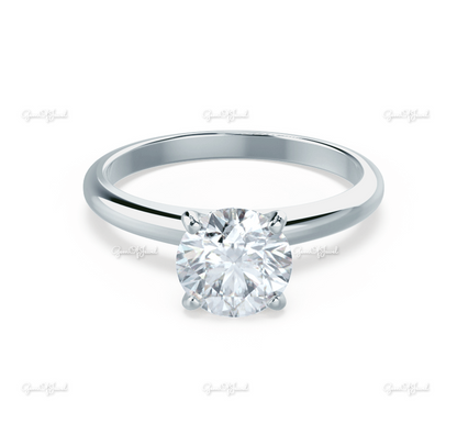 1CT Round Diamond Moissanite Solid Gold Ring Moissanite Solitaire Engagement Ring With High Mount Setting Solitaire Diamond Ring For Her