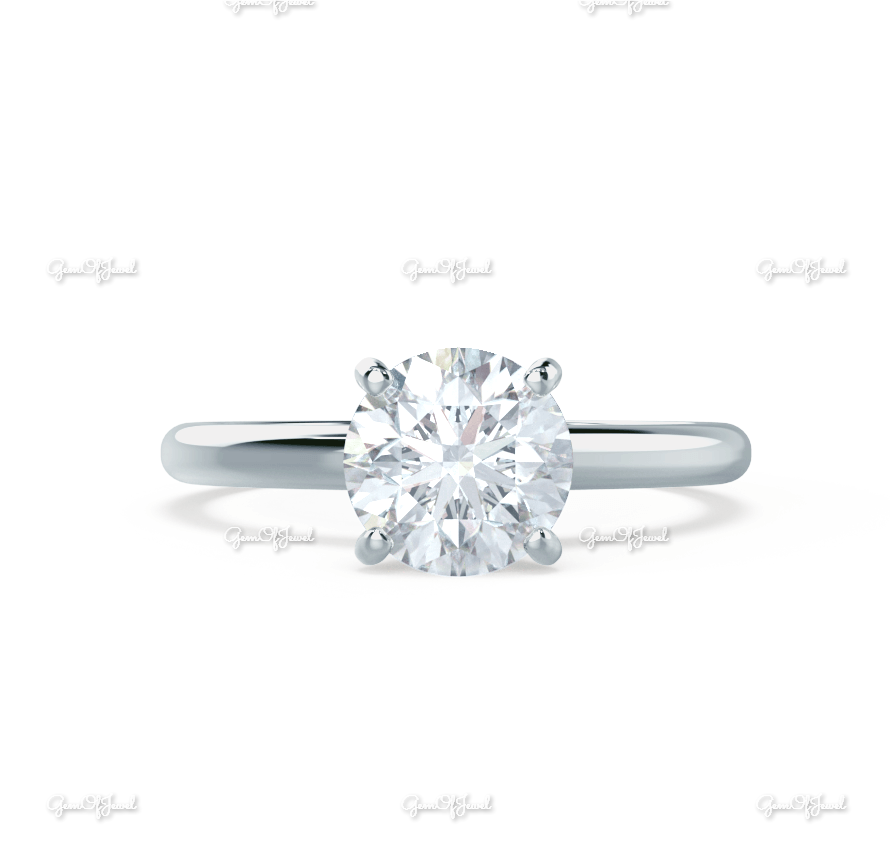 1CT Round Diamond Moissanite Solid Gold Ring Moissanite Solitaire Engagement Ring With High Mount Setting Solitaire Diamond Ring For Her