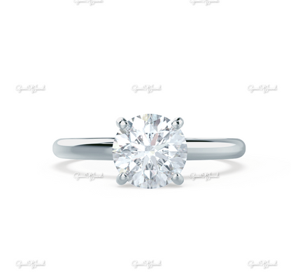 1CT Round Diamond Moissanite Solid Gold Ring Moissanite Solitaire Engagement Ring With High Mount Setting Solitaire Diamond Ring For Her