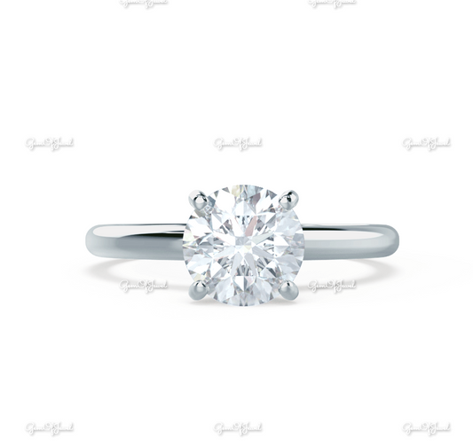 1CT Round Diamond Moissanite Solid Gold Ring Moissanite Solitaire Engagement Ring With High Mount Setting Solitaire Diamond Ring For Her