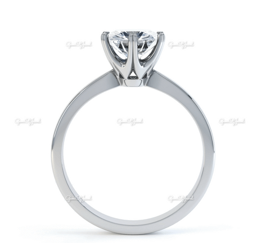 1 Carat Round Moissanite Diamond 14K Gold Ring Moissanite Engagement Ring With Tapered Band High Mount setting Ring For Her, Moissanite ring