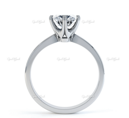 1 Carat Round Moissanite Diamond 14K Gold Ring Moissanite Engagement Ring With Tapered Band High Mount setting Ring For Her, Moissanite ring