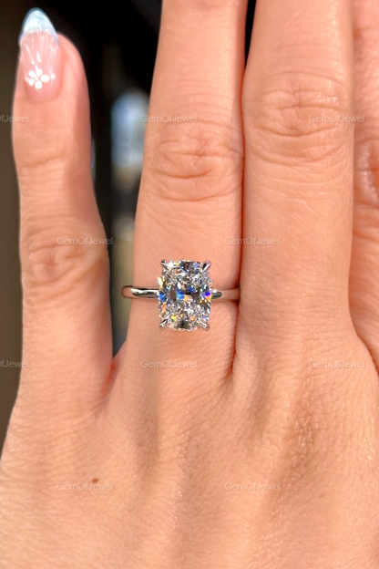 3Ct Cushion Hidden Halo Elongated Cushion Moissanite Diamond Engagement Ring, 3CT Cushion Moissanite Diamond Ring, 3CT Cushion Diamond Ring