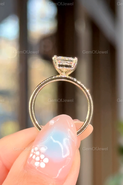 Princess Cut Moissanite Engagement Ring, Solitaire Square Wedding Ring Yellow Gold Unique Bridal Jewelry, 1CT Princess Cut Diamond Ring