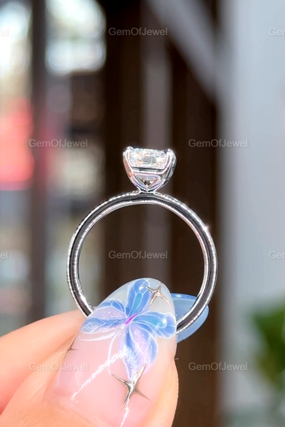Radiant Diamond Moissanite 2CT Solitaire Engagement Ring, Radiant Diamond Ring, Radiant Cut Moissanite Diamond Solitaire Ring, Radiant Ring