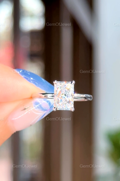 Radiant Diamond Moissanite 2CT Solitaire Engagement Ring, Radiant Diamond Ring, Radiant Cut Moissanite Diamond Solitaire Ring, Radiant Ring