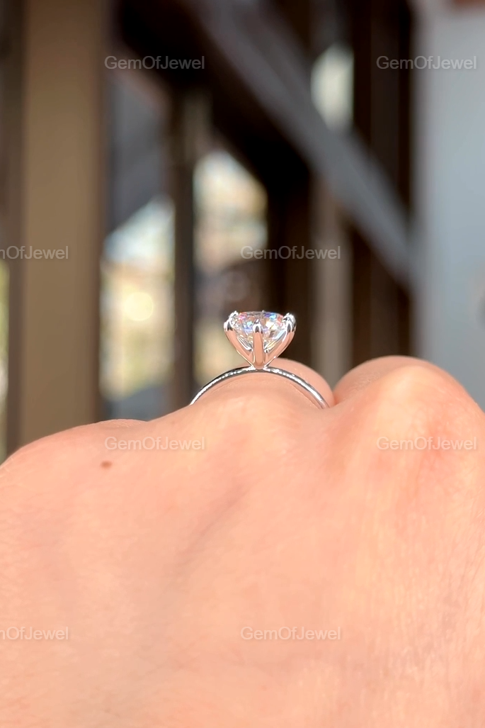 2CT Round Moissanite Ring, Round Engagement Ring, 14K Solid Gold Promise Ring, Round Solitaire Moissanite Bridal Ring, 6 Claw Prong Ring