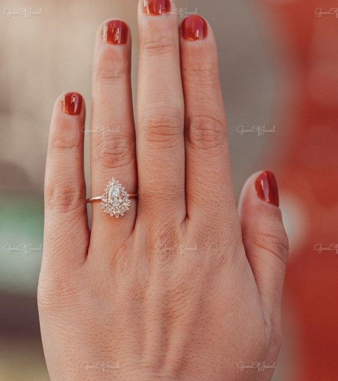 Pear Cut Moissanite Diamond Engagement Ring Pear Moissanite