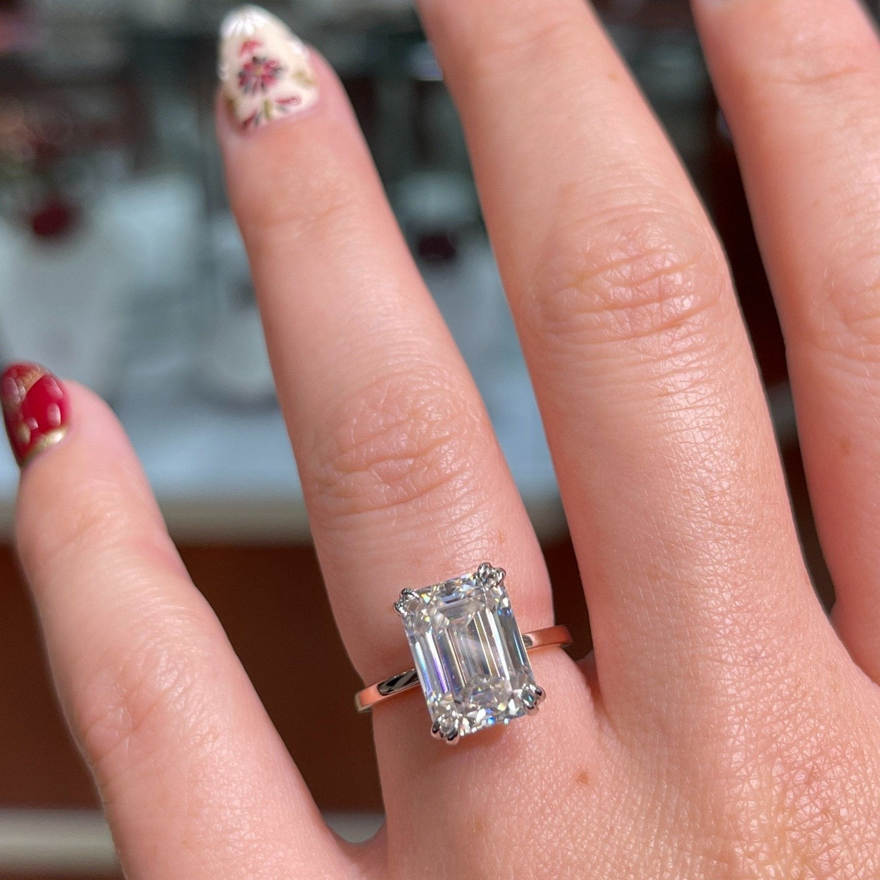 Emerald cut engagement sale rings 4 carat