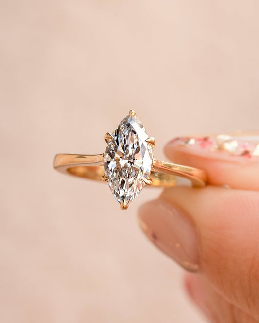 Marquise Solitaire Moissanite Diamond Engagement Ring For Her, Solitaire Diamond Ring, Marquise Diamond Moissanite Diamond Engagement Ring
