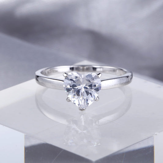 Heart Cut Moissanite Diamond Solitaire Diamond Ring, Heart Shape Moissanite Diamond Engagement Ring