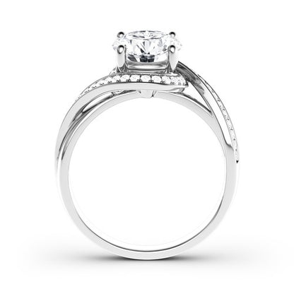 Round Moissanite Engagement Ring 1 Ct Moissanite Diamond Twist Halo White Gold Ring For her, Engagement Ring , Round Diamond Ring For he