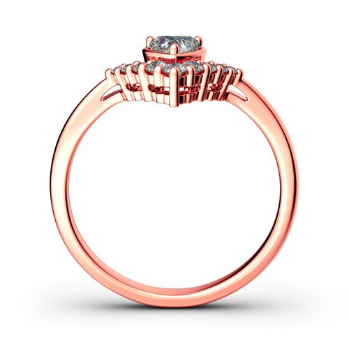Heart Diamond Curved Shape Moissanite Diamond Engagement Ring, Heart Moissanite Diamond Ring For Her